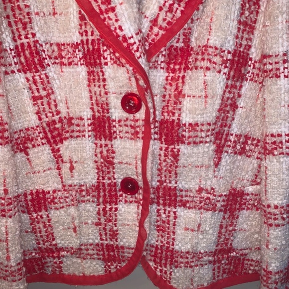 Hauber Red White Tweed Metallic Blazer Alpaca Wool Blend 8 - Picture 12 of 13